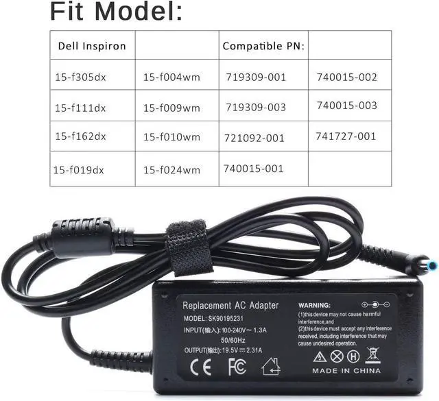 Alt view image 4 of 7 - 19.5V 2.31A 45W Ac Adapter/Laptop Charger for HP Pavilion x360 15-f272wm 15-f387wm 15-f233wm 15-f222wm 15-f211wm 15-f337wm 15-r015dx?15-f008cl?17-g121wm 17-g119dx?17-g161us