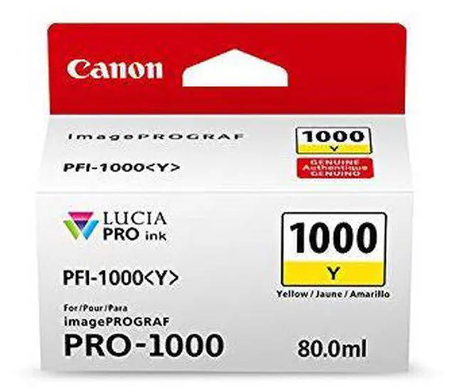 Alt view image 5 of 8 - Canon PFI-1000 Y LUCIA PRO Yellow Ink Tank (80ml)