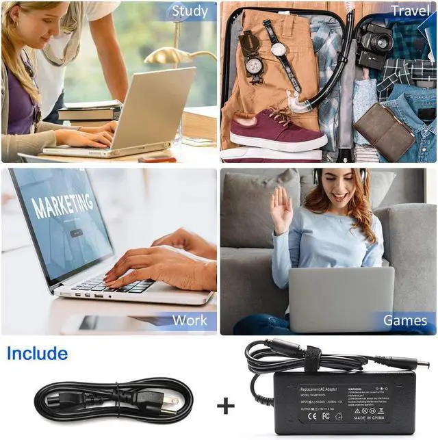 Alt view image 7 of 7 - 90W AC Adapter Laptop Charger for HP 8440p 8470p 8540w 8460p 8560p 2740p 2760p 2560p 2170p 2570p 6930p 8530w 8540p 8460w 8560w 8570p Probook 4430s 4440s 4520s 4530s 4540s Power Cord