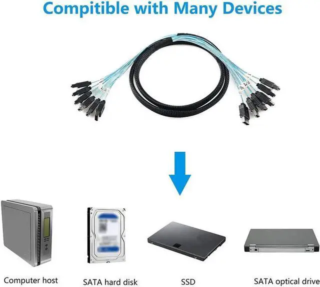 Alt view image 5 of 5 - CableDeconn High Speed 6pcs/Set Sata 3 SATA Cable SAS Cable 6Gbps for Server 1M
