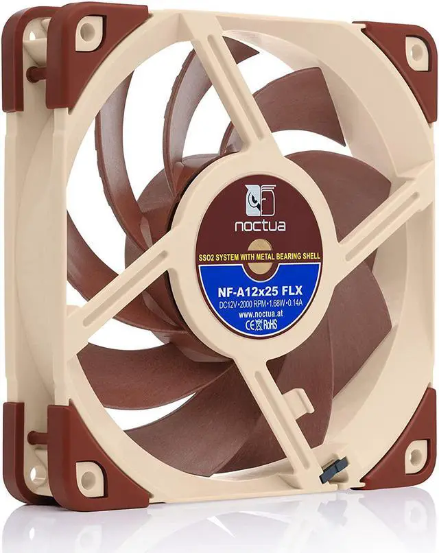 Alt view image 2 of 7 - Noctua NF-A12x25 FLX, Premium Quiet Fan, 3-Pin (120mm, Brown)