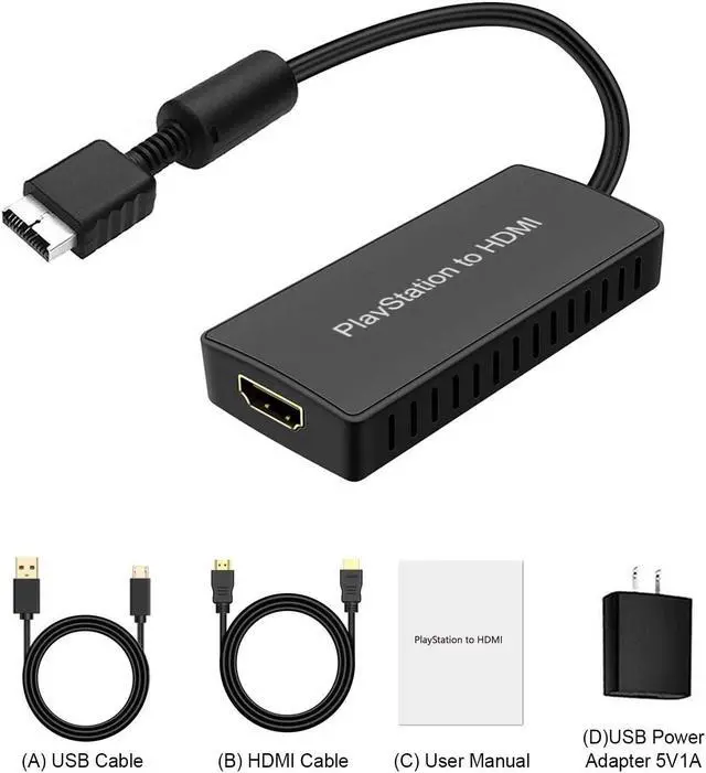 Alt view image 6 of 6 - PS2 To HDMI, PS2 HDMI Cable, PS2 To HDMI Converter Support 1080P/720P, Composite To HDMI Works for PS1/2, HD Link Cable for PS2. PS1 To HDMI Cable, PS2 To HDMI Cable.