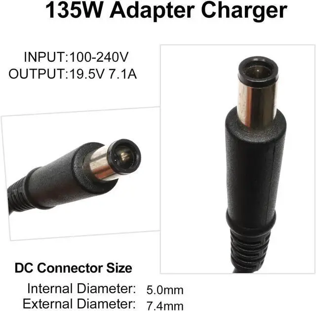 Alt view image 3 of 6 - Ursulan Replacement 135W AC Adapter DC7800 DC7900 Charger for HP 391174-001 384023 481420-002 647982-002 HSTNN-LA01 HSTNN-HA01 647982 HP Compaq Elite 8000 8200 8300, NC6400 1047 1215-19V 7.1A