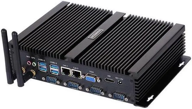 Alt view image 3 of 3 - Fanless Industrial PC, Mini Computer, Intel Celeron 1037U, HUNSN IM02, Windows XP / 11 or Linux Ubuntu, WiFi, BT, VGA, HDMI, 2 x LAN, 4 x COM RS232, 4 x USB2.0, 4 x USB3.0, 4G RAM, 64G SSD