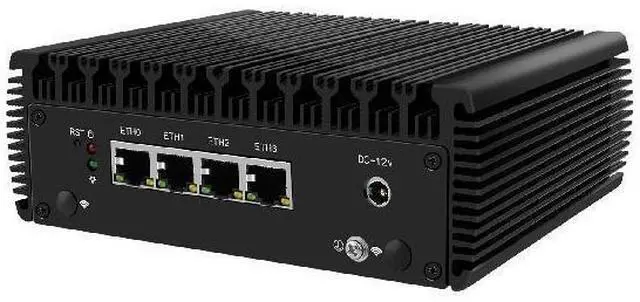 Alt view image 2 of 5 - Micro Firewall Appliance, Mini PC, pFsense Plus, Celeron J4125, HUNSN RJ15, Mikrotik, OPNsense, VPN, Router PC, AES-NI, 4 x 2.5GbE I226-V LAN, HDMI, DP, SIM Slot, 16G RAM, 128G SSD