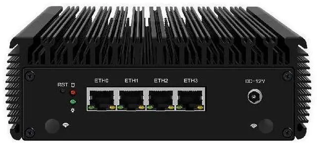 Alt view image 3 of 5 - Micro Firewall Appliance, Mini PC, pFsense Plus, Celeron J4125, HUNSN RJ15, Mikrotik, OPNsense, VPN, Router PC, AES-NI, 4 x 2.5GbE I226-V LAN, HDMI, DP, SIM Slot, 16G RAM, 128G SSD