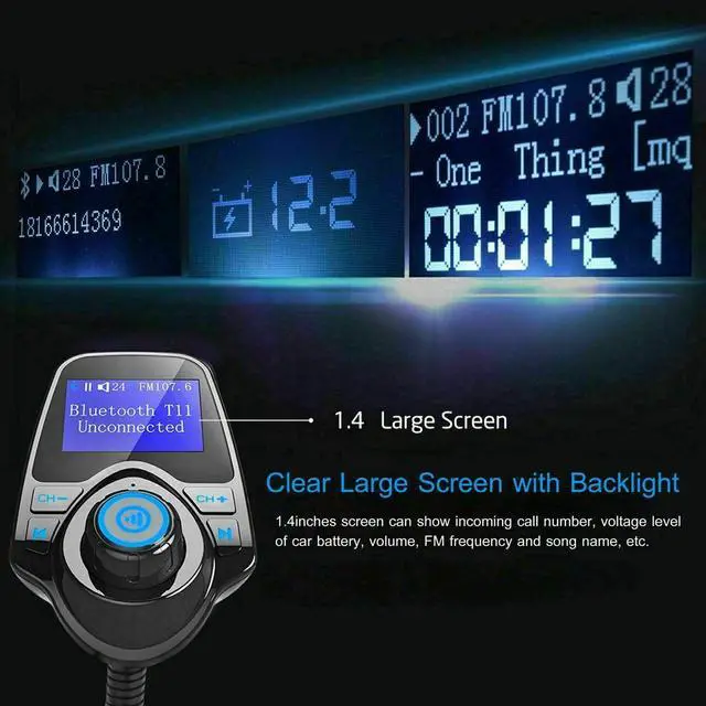 Alt view image 6 of 6 - Wireless In-Car Bluetooth FM Transmitter MP3 Radio Adapter Car Kit  USB Charger