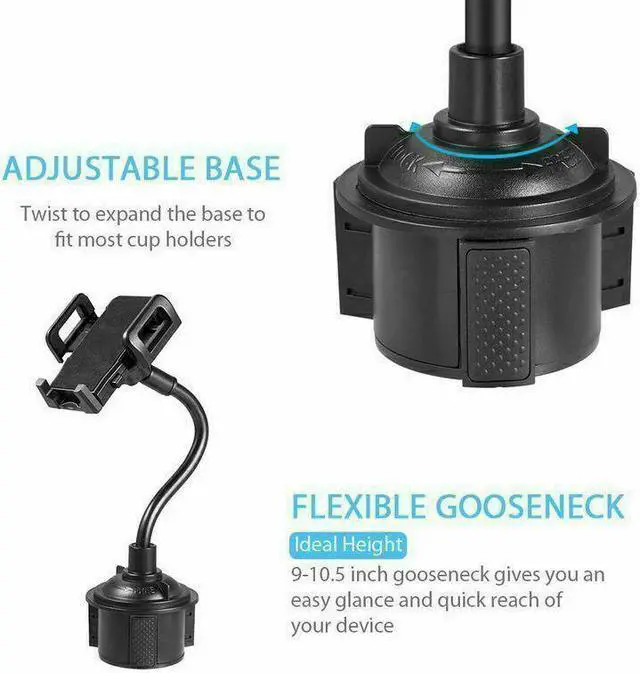 Alt view image 6 of 6 - Universal Adjustable Car Cup Mount Gooseneck Holder Cradle For iPhone Cell Phone