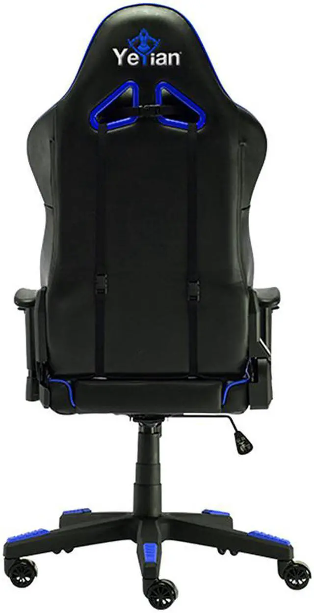 Alt view image 2 of 10 - Yeyian gaming chair cadira 1150, synthetic leather, 3d armrest, lumbar cushions, head rest, butterfly system, gas lift class 4, up to 150kg black/blue (ysgc1150a)