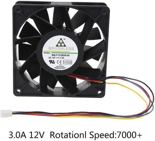 Alt view image 2 of 5 - 7000RPM Miner Cooling Fan 12038 12V 3A Dual Ball Bearing Brushless 4-Wire PWM Temperature Control Radiator Air Cooler