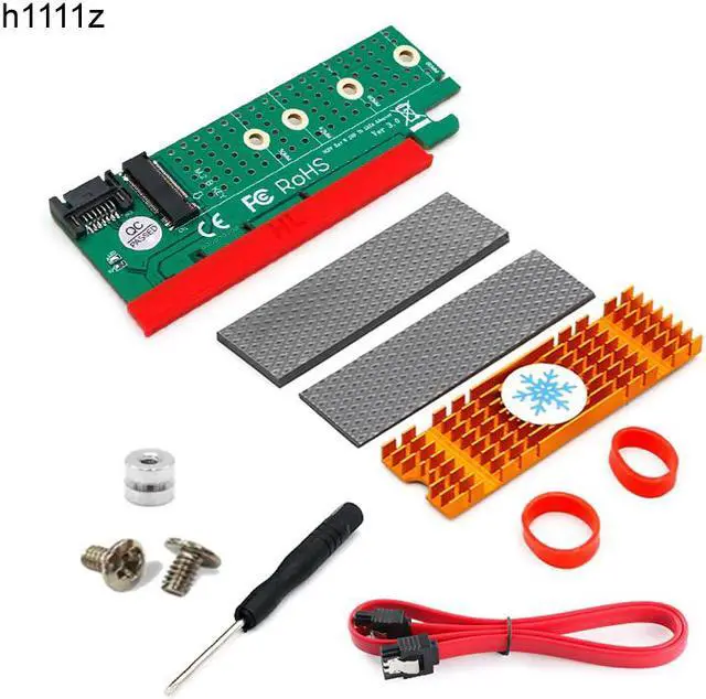Main image of PCI Express to M.2 NGFF SSD Adapter Raiser SATA-Bus M2 SSD B Key PCIE Slot Heatsink SATA Cable for 2230-2280 Size m.2 FULL SPEED