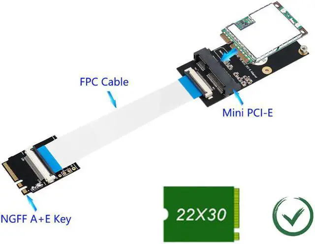 Alt view image 5 of 6 - M.2 NGFF Key A/E/A+E to Mini PCI-E Adapter FPC Cable WiFi Wireless Adpater Supports Half-size Full-size Mini PCI-E Network Card