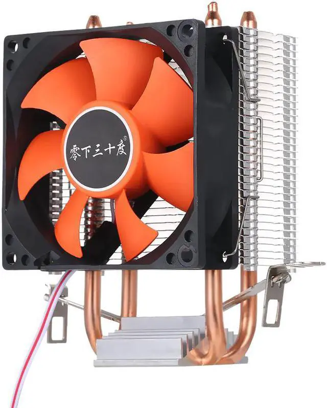 Alt view image 5 of 5 - CPU Cooler Heatpipe Fans Quiet Heatsink Radiator Two Fine Copper Heat Pipes for Intel Core AMD Sempron Platform