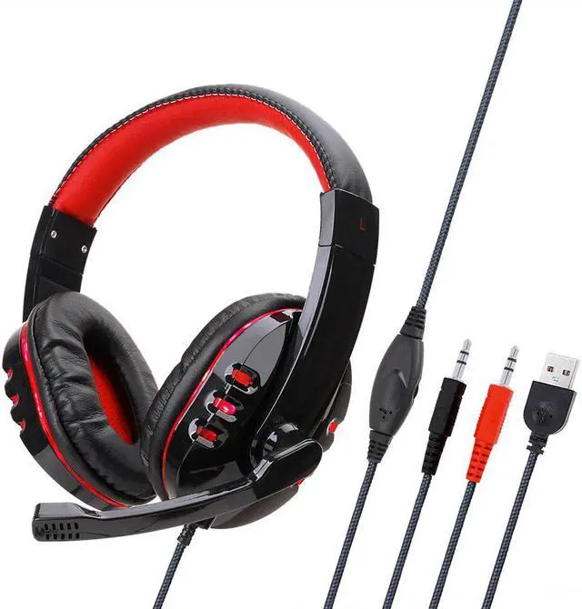 Alt view image 2 of 5 - Wired Computer Gaming Headphones Earphone Over-ear Game Headset With Microphone AUX+USB Port Volume Control for PC