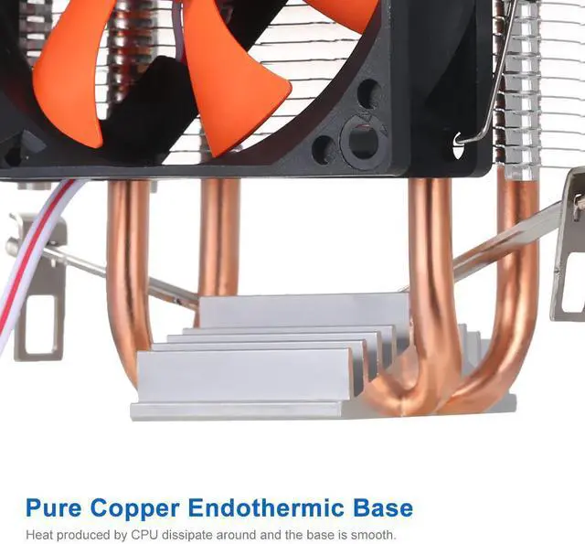 Alt view image 4 of 5 - CPU Cooler Heatpipe Fans Quiet Heatsink Radiator Two Fine Copper Heat Pipes for Intel Core AMD Sempron Platform