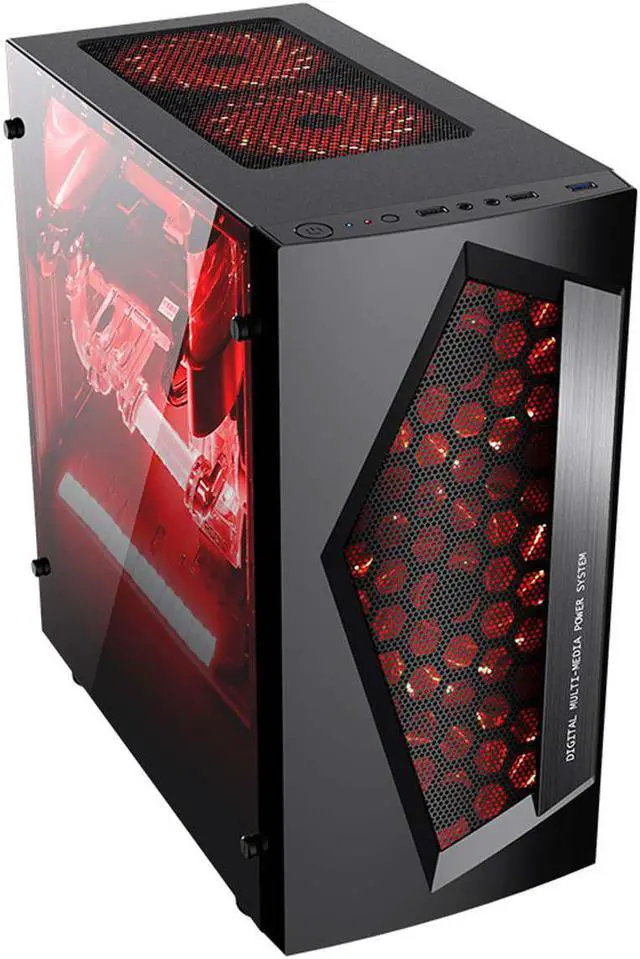 Alt view image 4 of 5 - V3 ATX  8 Fan Ports USB 3.0 Computer Gaming PC Case For M-ATX/Mini ITX Motherboard Black/White 370 x 185 x 380mm