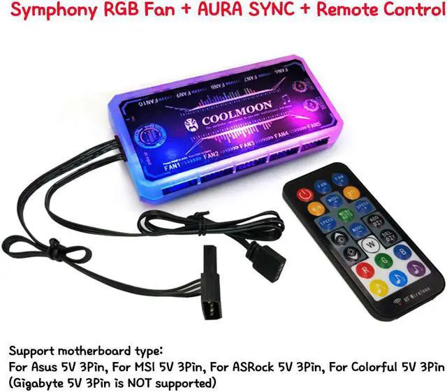 Alt view image 5 of 5 - 3/6pcs 120mm PC Cooler Fan Cooling Symphony Aura SYNC RGB PC Fan Cooling Fan For Computer Quiet Gaming Case Music Remote Control