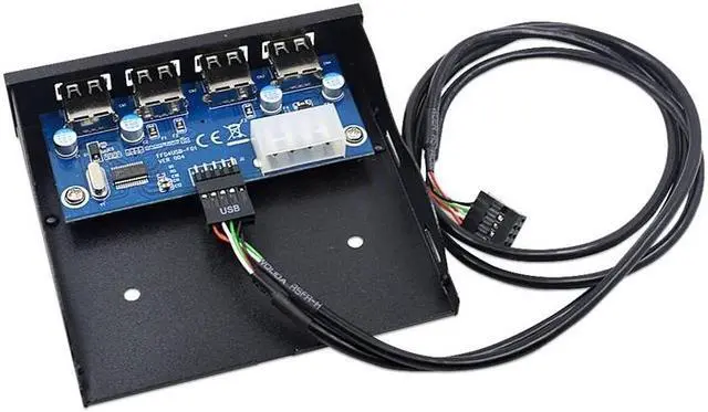 Alt view image 3 of 5 - 3.5 Inch Floppy Bay 4 Ports USB 2.0 Hub USB2.0 Front Panel Expansion Adapter Connector Bracket With 10Pin Cable For Desktop