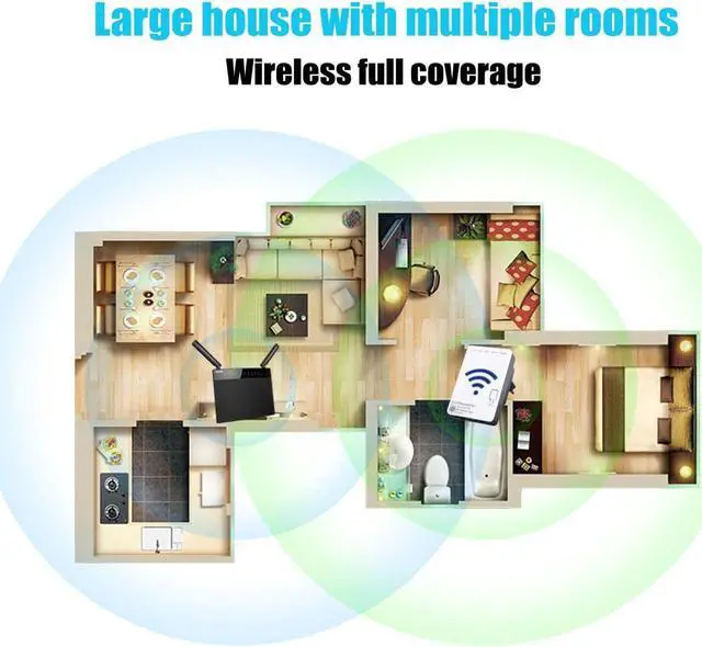 Alt view image 3 of 5 - 300Mbps Extender Repeater Mini Router Internal Omnidirectional Antenna WiFi Signal Booster Extender for Travel Office Home