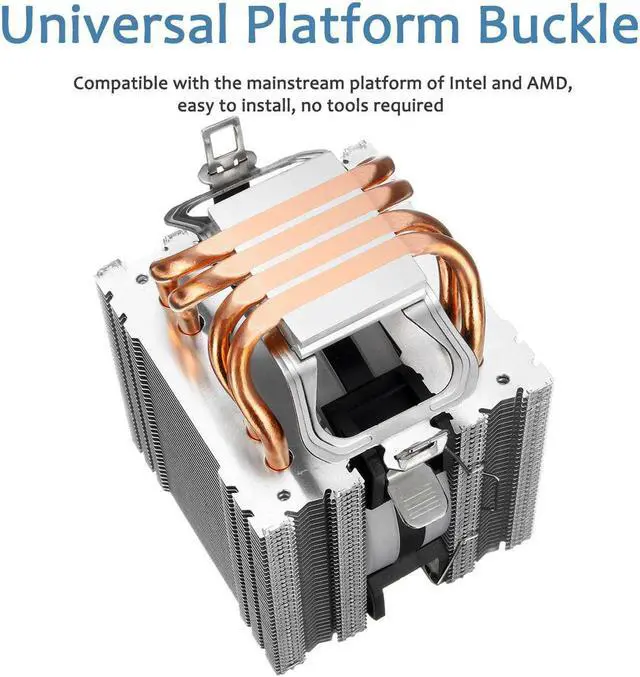 Alt view image 3 of 5 - 90mm 4 Heatpipe CPU Cooler Desktop Computer 4Pin RGB LED Fan Cooling Heatsink for Intel 775/1150/1151/1155/1156/1366 for AMD