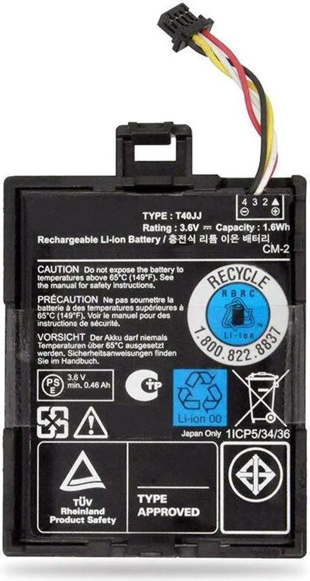 Main image of 1.6Wh 460mAh 3.6V T40JJ 70K80 H132V Raid Controller Battery For Dell Perc H710 H710P H810 M620 R320 R420 R520 R620 R720