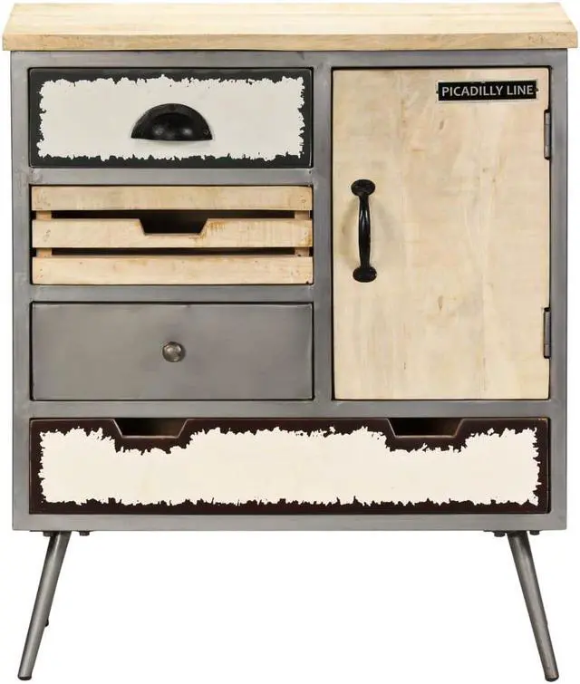 Alt view image 16 of 19 - vidaXL Sideboard Buffet Console Cabinet for Kitchen Solid Wood Mango and Steel