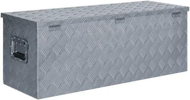 Alt view image 2 of 10 - vidaXL Aluminum Box 43.5"x15.2"x15.7" Silver Toolbox Trailer Box Organizer