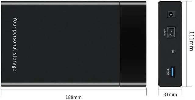 Alt view image 4 of 6 - External 6Gbps USB 3.0 to SATA III 2.5Inch 3.5Inch Hard Drive Enclosure HD SSD HDD Case For 2.5" 3.5" Laptop Desktop Hard Disk(EU Plug)