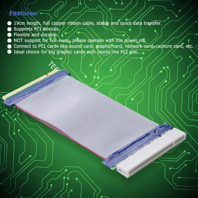 Alt view image 4 of 6 - 0.19m Copper Ribbon Cable PCI Sound Network Graphic Card Extender Converter Flat Ribbon Cable Supports PCI Devices
