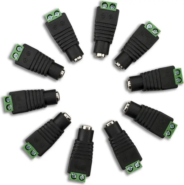 Main image of Pack of 10 Female 12V DC Power Connectors 5.5mm Jack Adapter by SatelliteSale