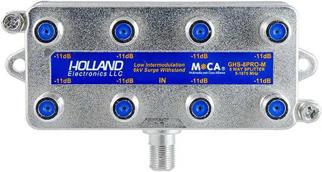 Main image of Holland CATV MoCA Rated 8-Way Splitter GHS-8PRO-M 5-1675Mhz