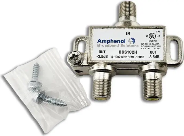 Alt view image 8 of 8 - 2 Way Extreme/Amphenol 1Ghz High Performance Coaxial Cable Splitter BDS102H 3 Pack