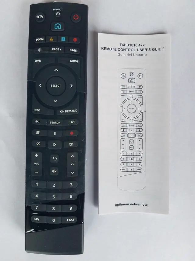 Alt view image 7 of 7 - Optimum Cablevision Remote Control DVR W/ Batteries & Instructions