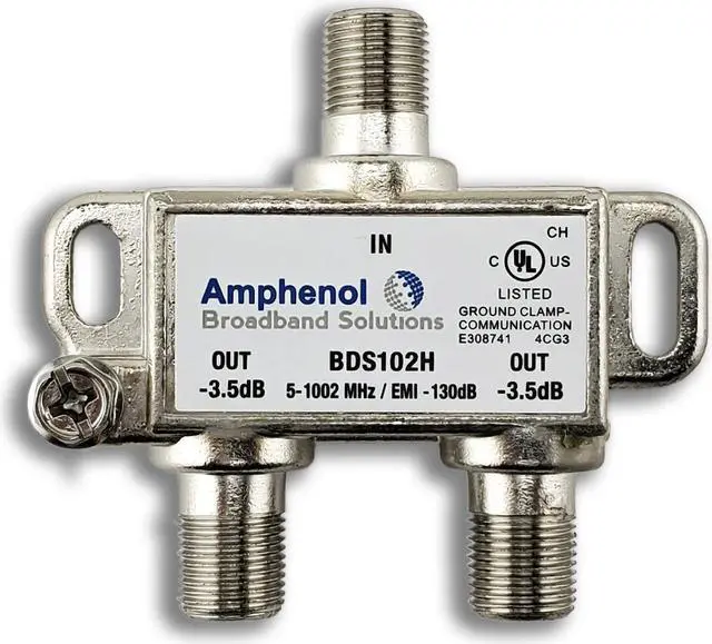 Alt view image 4 of 8 - 2 Way Extreme/Amphenol 1Ghz High Performance Coaxial Cable Splitter BDS102H 3 Pack