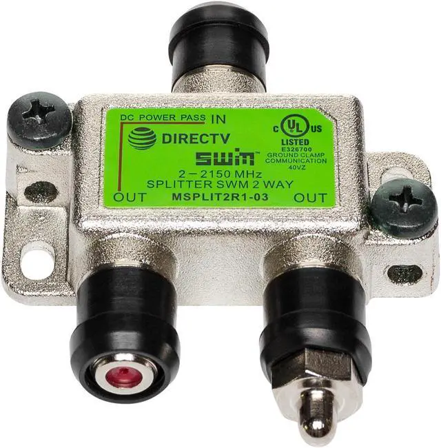 Main image of Directv Swm 2 Way Splitter 2-2150 Mhz 1 Port Power Passing MSPLIT2R1-03