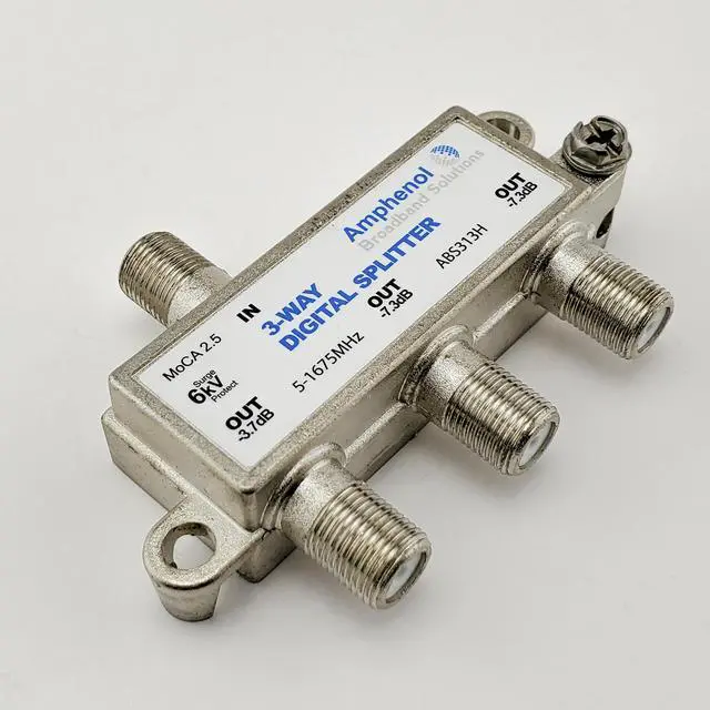 Alt view image 5 of 6 - Amphenol 3-Way Digital Coaxial Splitter MoCA 2.5 ABS313H