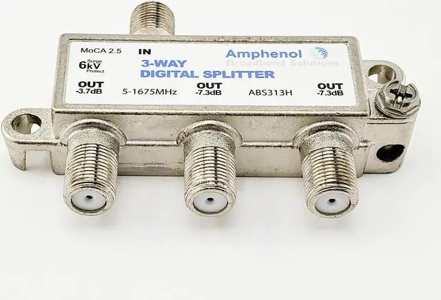 Alt view image 4 of 6 - Amphenol 3-Way Digital Coaxial Splitter MoCA 2.5 ABS313H