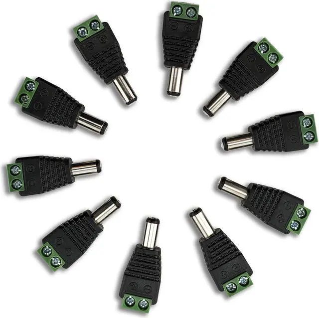 Main image of Pack of 10 Male 12V DC Power Connectors 5.5mm Jack Adapter by SatelliteSale