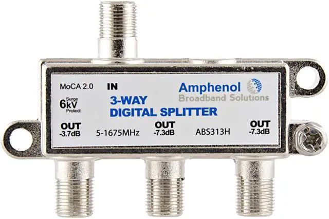 Alt view image 3 of 6 - Amphenol 3-Way Digital Coaxial Splitter MoCA 2.5 ABS313H