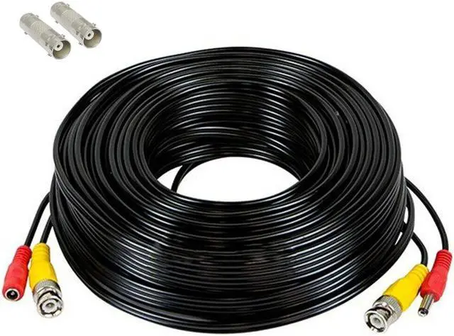 Main image of SatelliteSale CCTV Security Camera BNC Cable Siamese Pre-Made 2-in-1 Video and Power Universal Wire PVC Black Cord 50 feet