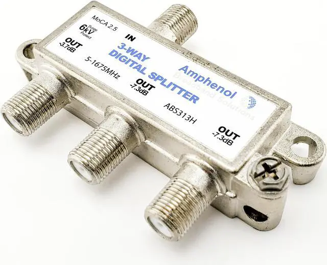 Alt view image 6 of 6 - Amphenol 3-Way Digital Coaxial Splitter MoCA 2.5 ABS313H