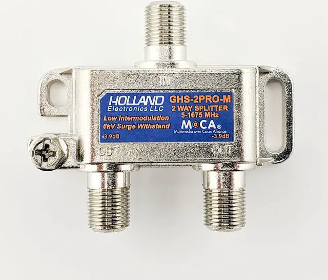 Main image of GHS-2PRO-M Cable TV MoCA Rated 2-Way Splitter - Holland Electronics - NEW