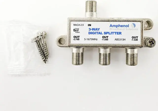 Alt view image 2 of 6 - Amphenol 3-Way Digital Coaxial Splitter MoCA 2.5 ABS313H