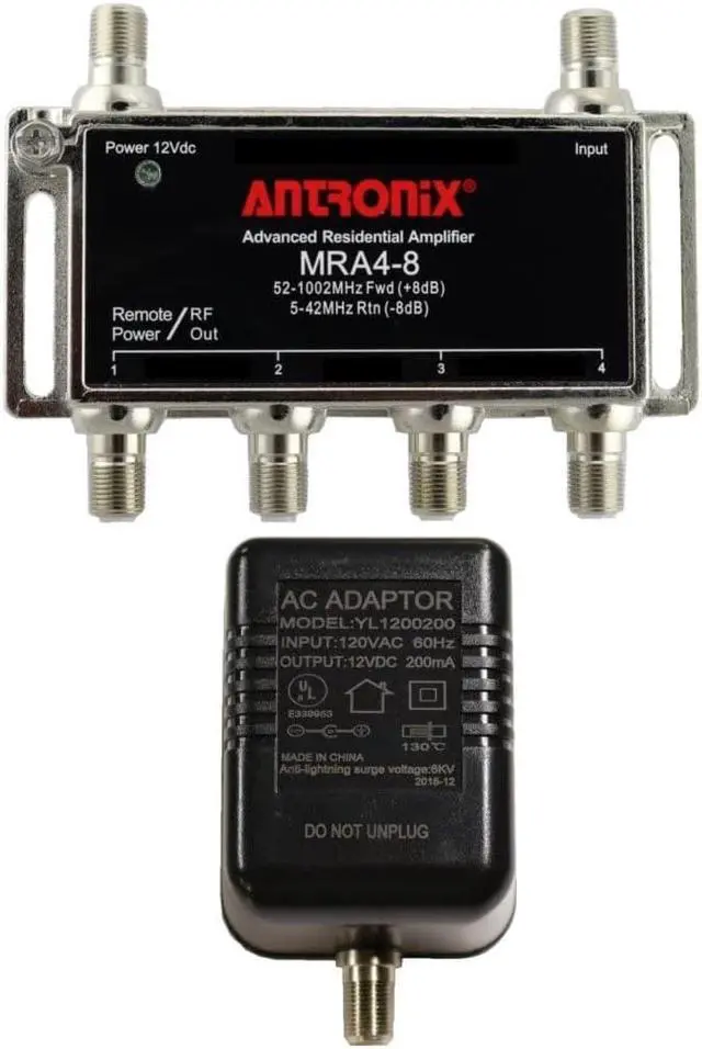 Alt view image 3 of 7 - Antronix AMP MRA4-8/AC Broadband Cable TV Signal Booster With Power Supply
