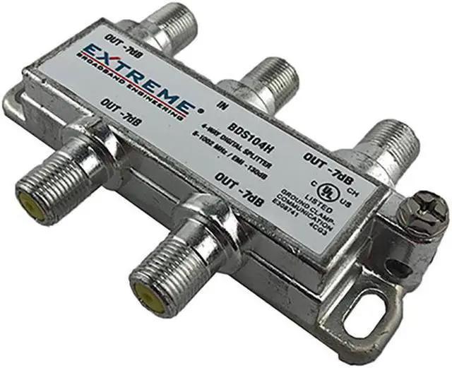 Alt view image 2 of 7 - Extreme Broadband BDS104H 4-Way HD Digital High Performance Coax Cable Splitter