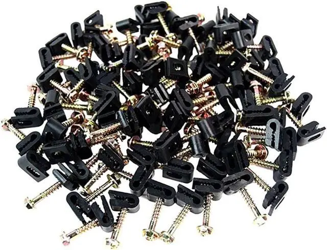 Alt view image 2 of 5 - 100 Pcs Ground Wire Black Flex Clips with Screw 10 12 14 Gauge GA
