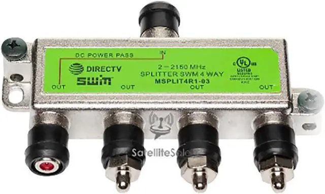 Alt view image 2 of 5 - DirecTV swm sl3s lnb Kit With Power And Splitter (3d2rblnbr0-01, pi21r1-03, msplit4r1-03)
