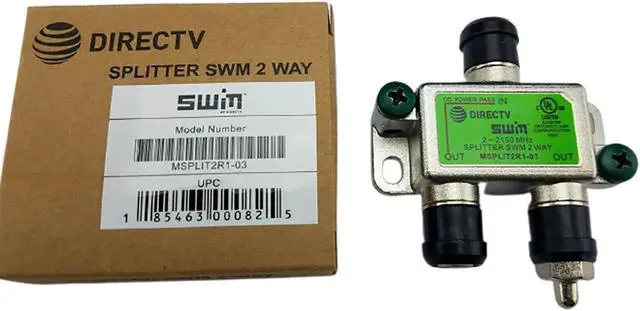 Alt view image 3 of 5 - Directv Swm 2 Way Splitter 2-2150 Mhz 1 Port Power Passing MSPLIT2R1-03