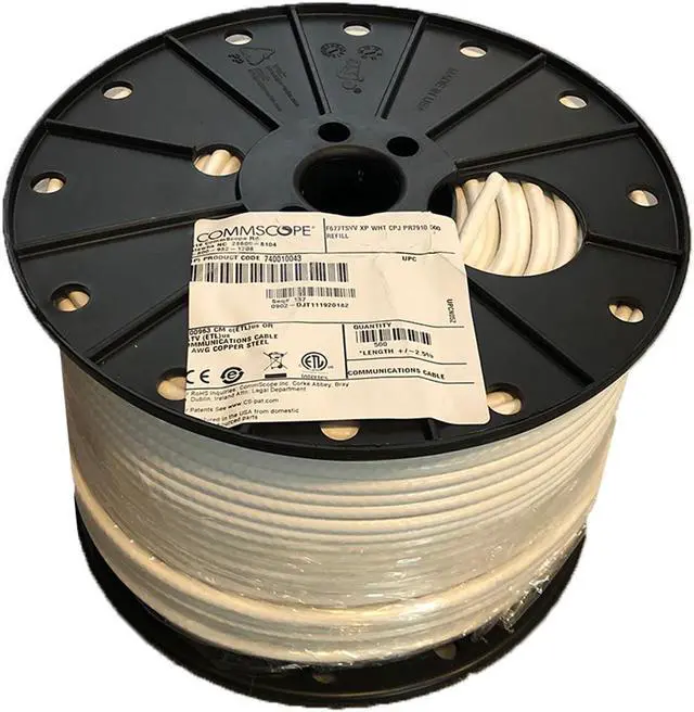 Main image of 500' Reel Spool Commscope F677TSVV White RG6 Single Cable Coax Coaxial Satellite