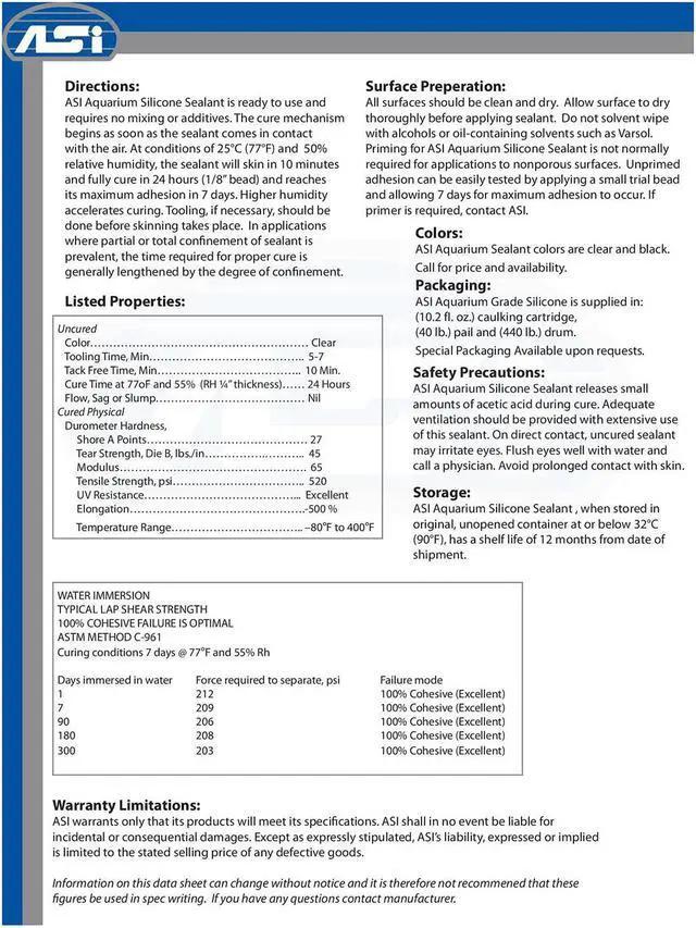 Alt view image 5 of 5 - ASI Black Aquarium Silicone Sealant - 10.2 oz Fluid Cartridge